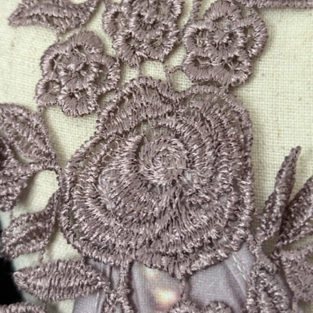 Made with Love Mauve Maxi Floral Embroidery Cold Shoulder Sleeve Dress Small MWT - Picture 12 of 13